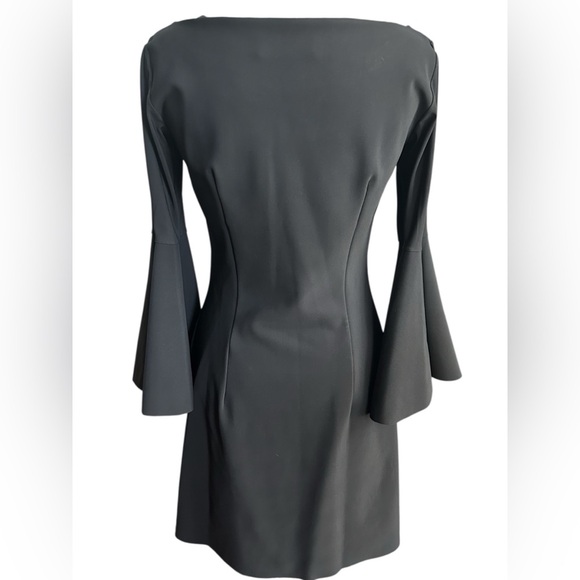 Chiara Boni Italian Black Studded Long Bell Sleeve Cocktail Dress Size 40 US 6 - Picture 8 of 8